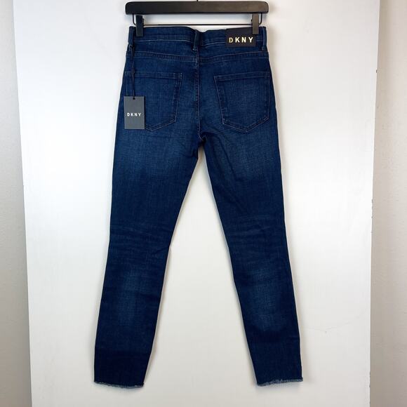 NWT DKNY Size 25 Skinny Mid-Rise Distressed Denim Jeans Blue 27” - Picture 7 of 12